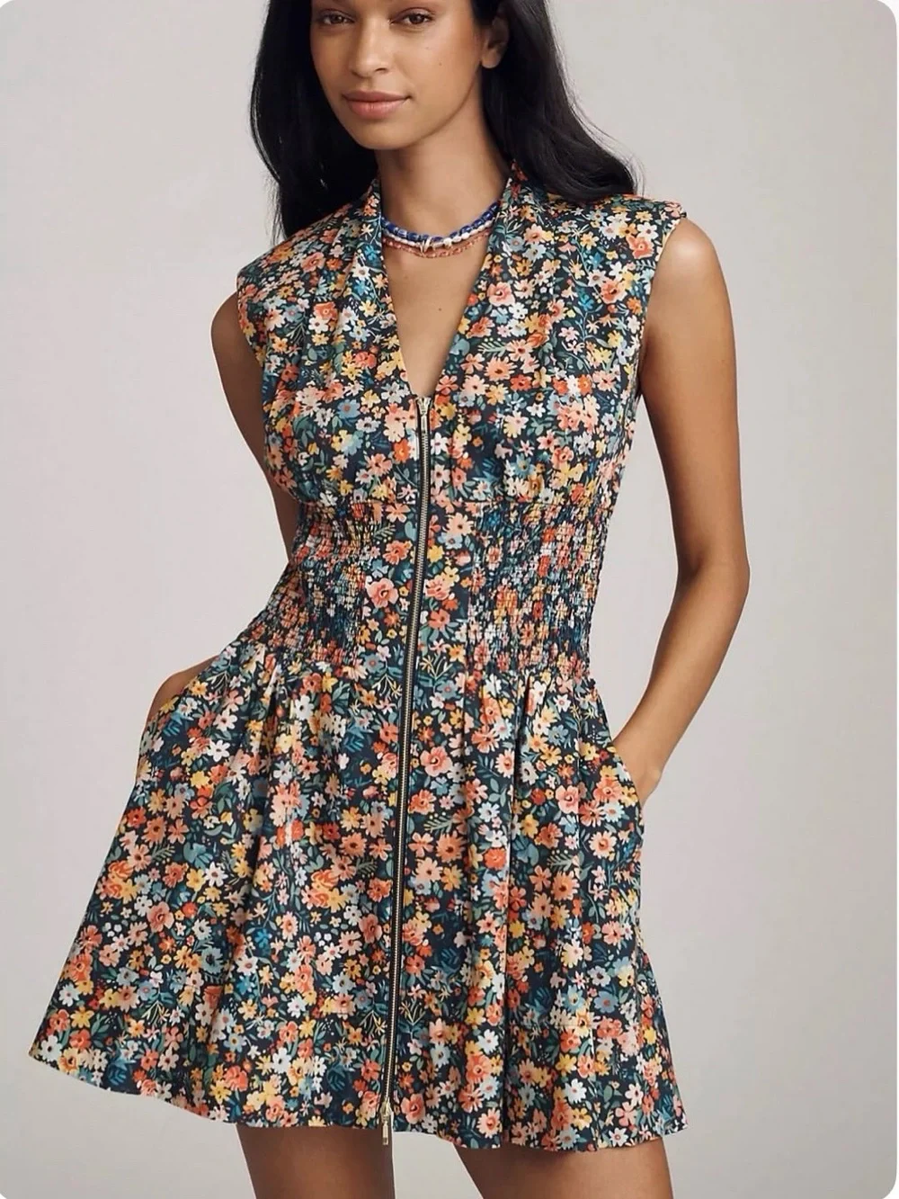 Anthropologie Navy Floral Print Blouse - Picture 5 of 5